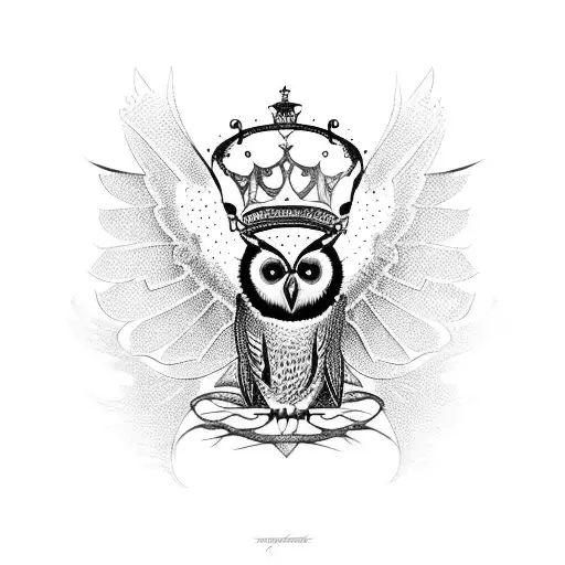 Flying Owl Backpiece With A Crown