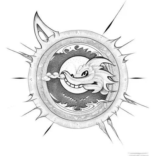 Cute Dragon With Sun And Moon
