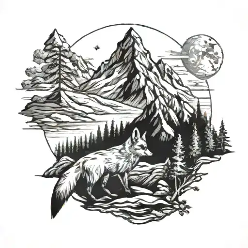 Mountain With Fox