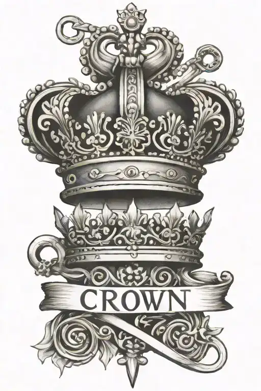 Crown With Key And Roman Numerals Intertwined