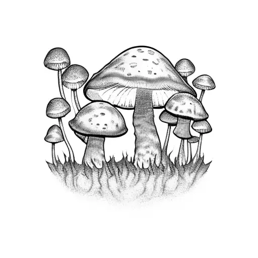 Mushrooms With Spores Sleeve Dark Hippie Style