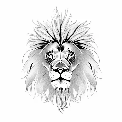 Realistic Lion Head With Mane Of Mandala Feathers