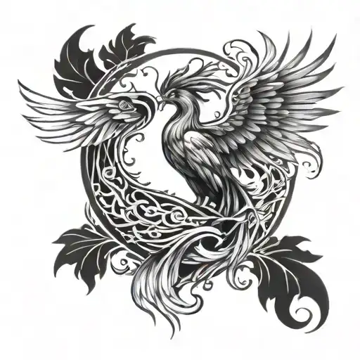 Phoenix Tattoo Design Combining