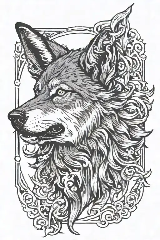 Side Face Roaring Wolf Howling