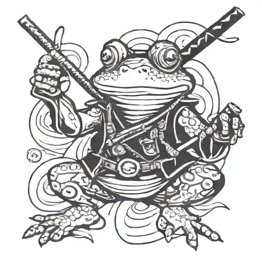 Frog Samurai Smoking A Pipe
