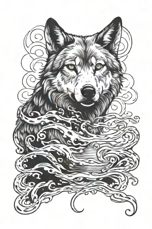 Wolf Looking Into Water