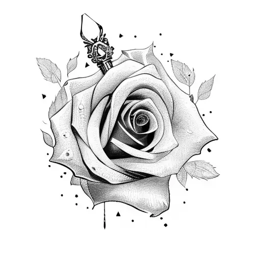 A Woman Holding A Sword One Rose