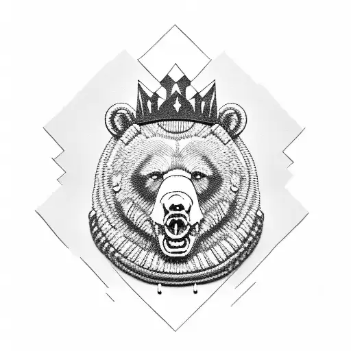 Kanye West's Iconic Bear Mascot Wearing A Blackwork Crown