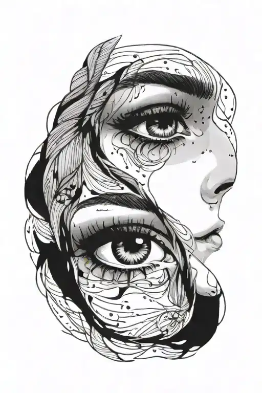 Woman Face Black Tears Black Eyes