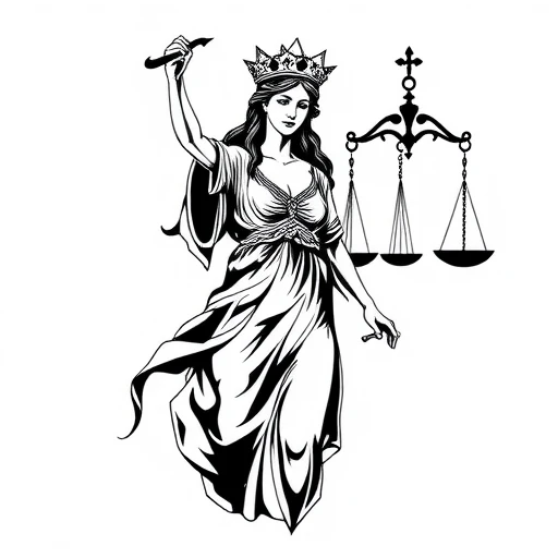 Dame de la justice avec épee Tattoo idea