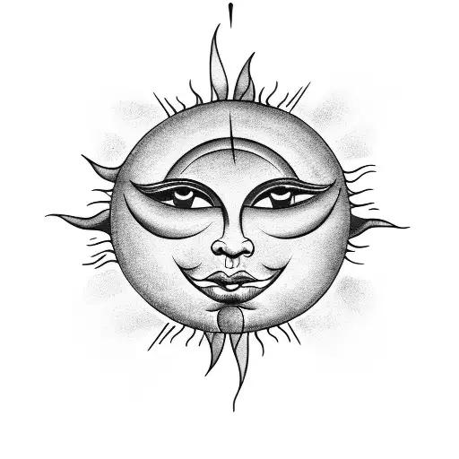 Sun With A Face And A Star Behind The Sun