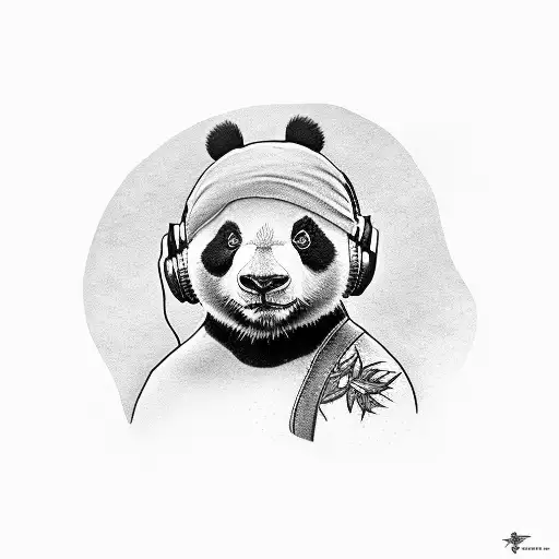 Panda With Headphone
