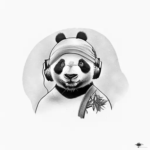 Panda With Headphone