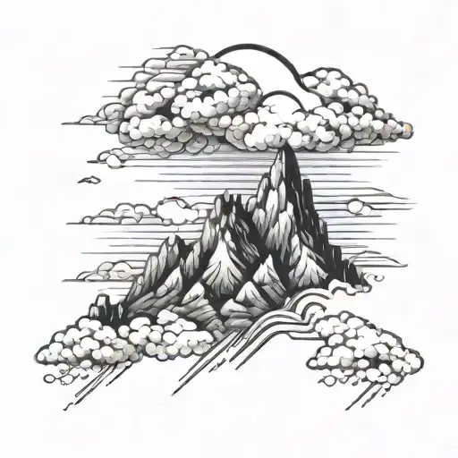 Mountains With Clouds And Thunder Cloud