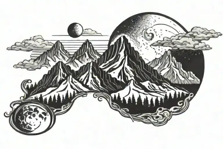 Mountain And Moon
