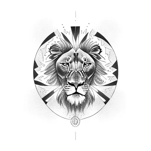 A Majestic Lion Surrounded By Rays Of Sunlight