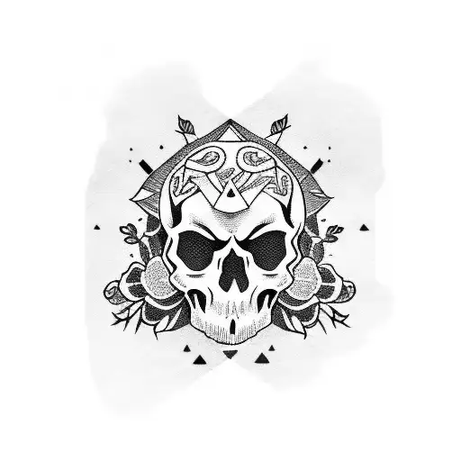 Skull In Japan Style