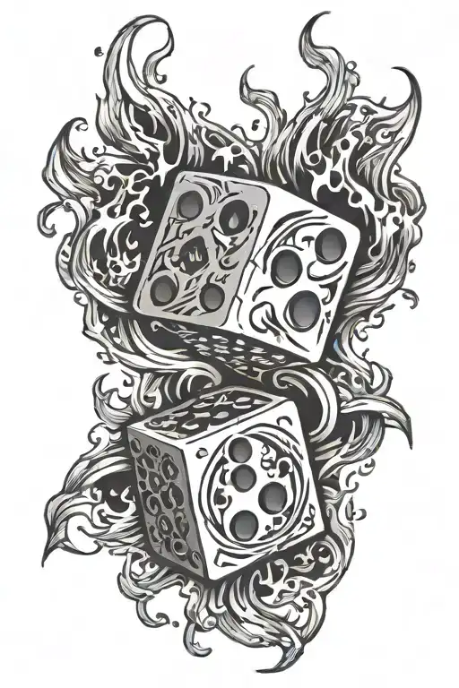 Rolling Dice With Fire Flames Underneath