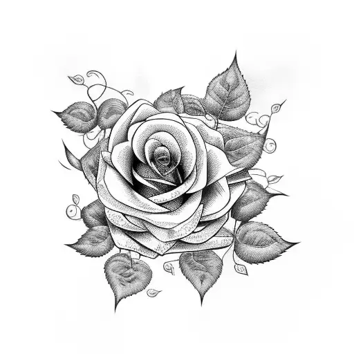 Rose Design Linked With Vines To Loved Ones Face Like A Family Tree