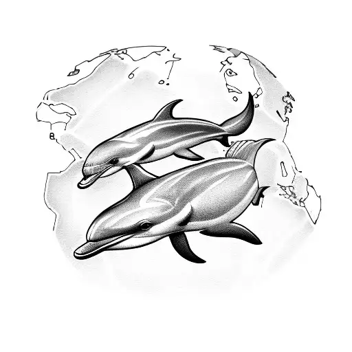 A Dolphin Swimming Through A Map Of The World