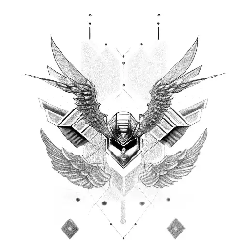 A Cybernetic Valkyrie With Wings Made Of Circuitry