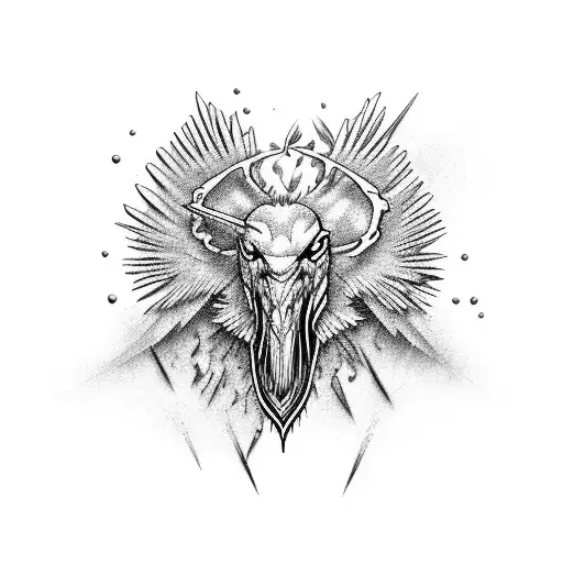 Abstract White Herons Rising Magic Ritual