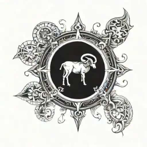 Aries With Compass Surrounded