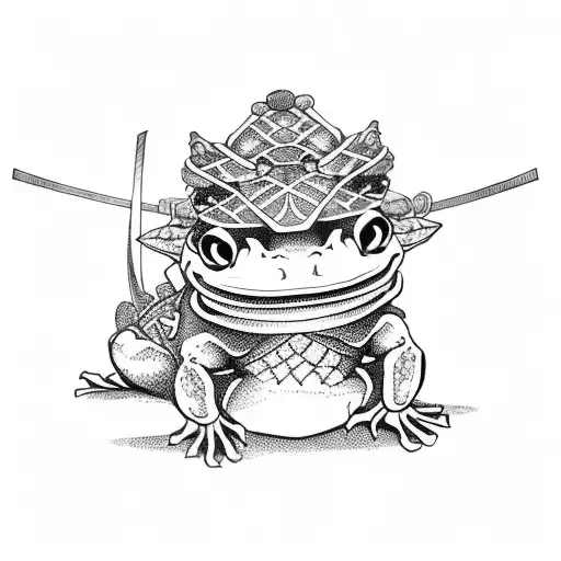 Samurai Frog With Pumpkin Hat