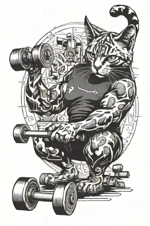 A Cat Wearing Gym Attire And Lifting Weights
