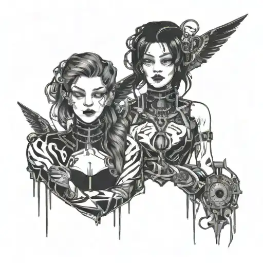 Goth Cyborg Gemini Sisters