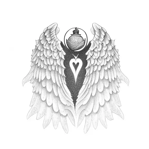 A Black And Grey Half Sleeve Angel Wing