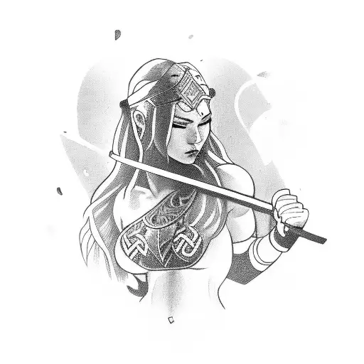 Female Viking With Ginger Hair Doing Mma