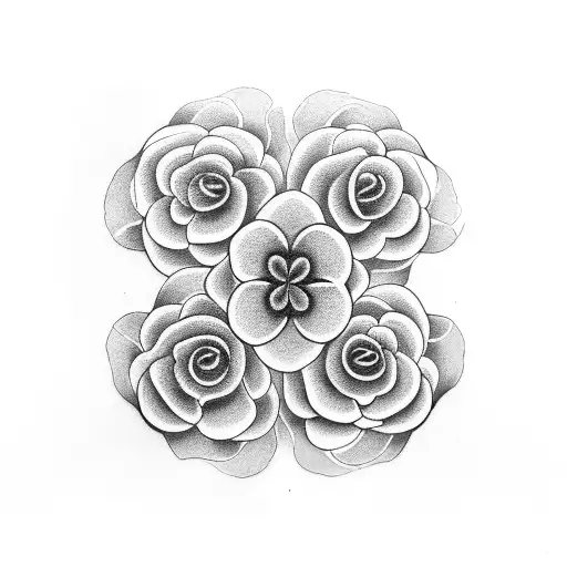 Four Interconnected Flowers Representing Each Daughter