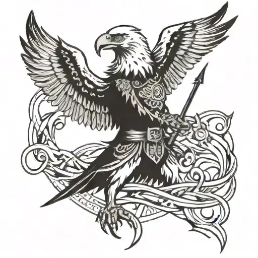 Eagle Warrior Wielding A Bow And Arrow In A Fierce Battle Stance