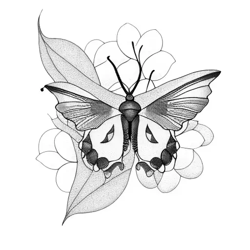 Luna Moth On Cherry Blossom Flowers