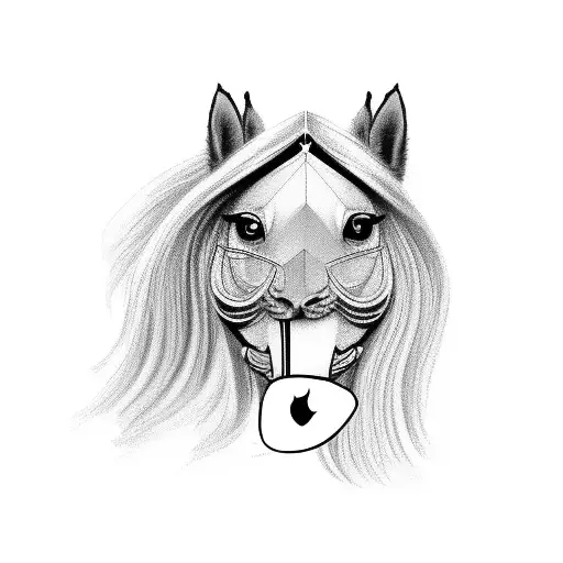 A Majestic Persian Horse Playing Chowgan With A Camera In Its Mouth