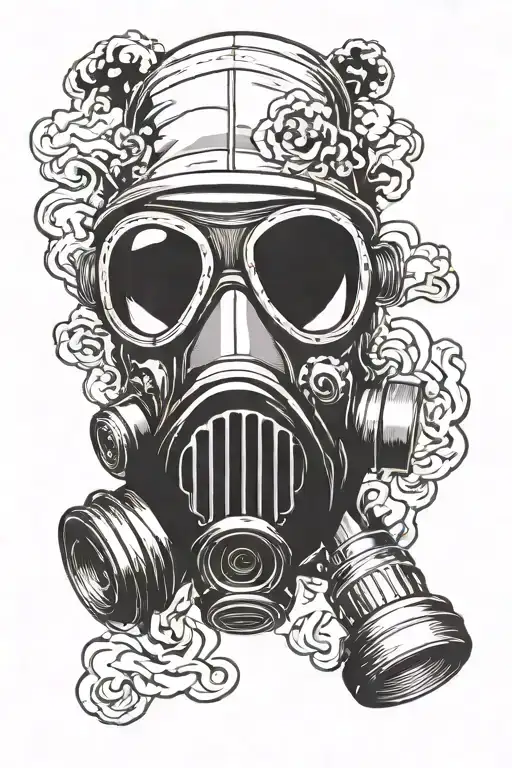 Gas Mask With Mushroom Cloud In Goggle