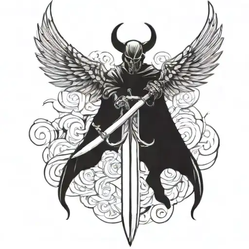 Devil Wings With Sword Going Through It