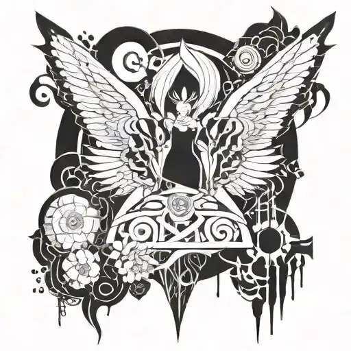 A Tattoo Inspired By Anime Art And Abstract Digital Designs