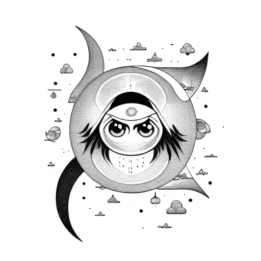 Moon Fall With Eyes Staring At Moon