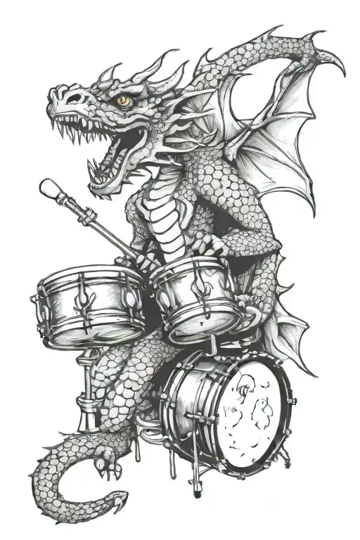 Simple Dragon Playing Drums