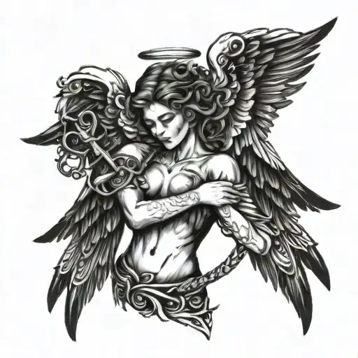 Angel With Four Wings Holding Sward