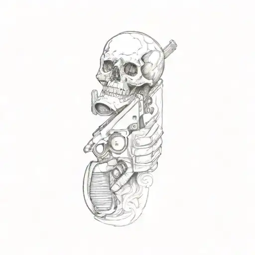 A Skull Holding A Gun