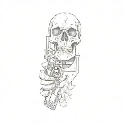 A Skull Holding A Gun