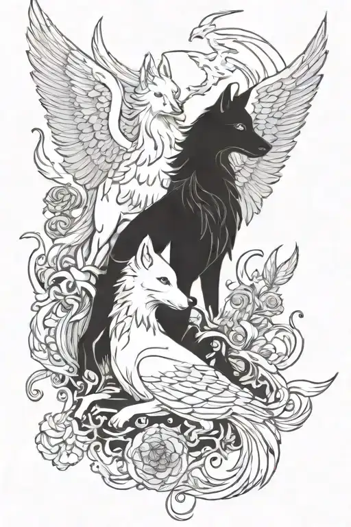 Angel And Wolf And Phoenix
