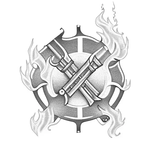 Firefighter Extinguishing Flames With 050 Symbol