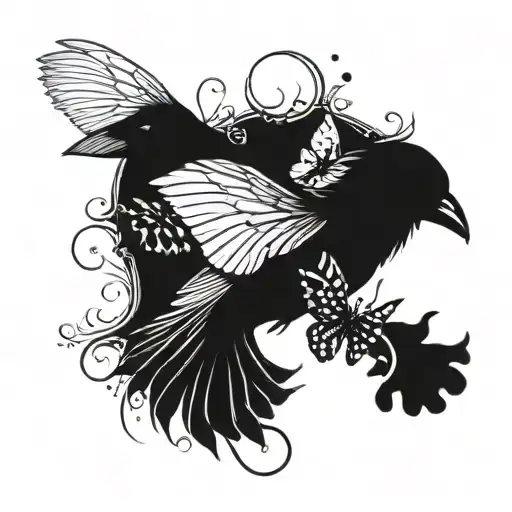 Crow And Butterfly