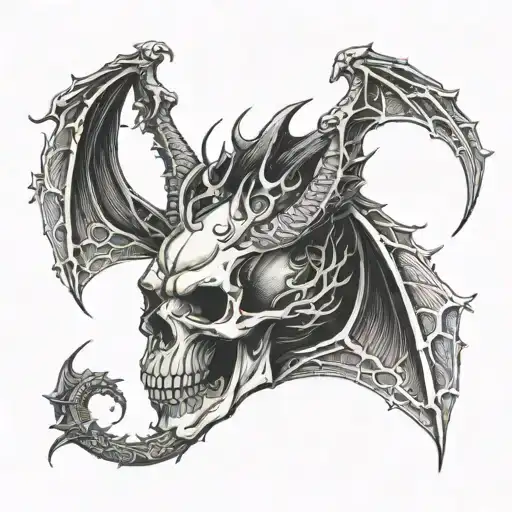 Skull Dragon Bats Wings