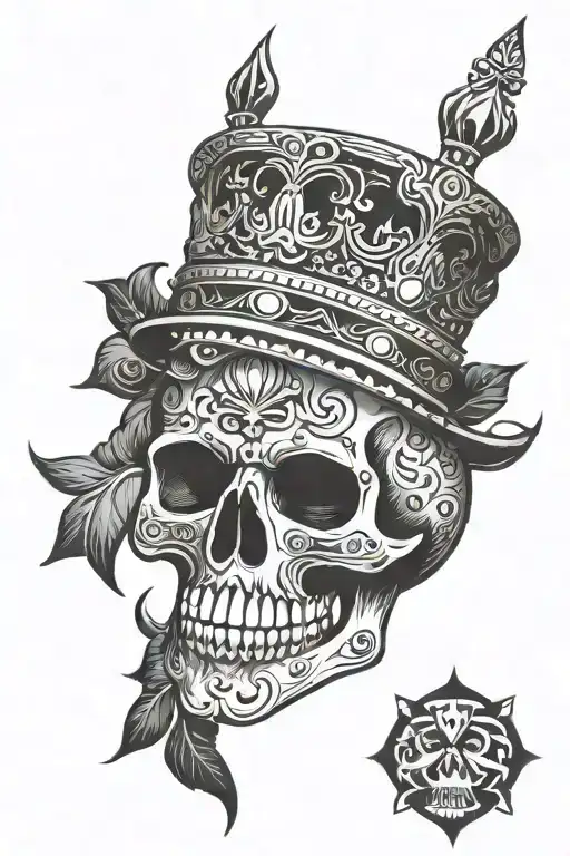 Mexican Tribal Skull Wearing A Crown