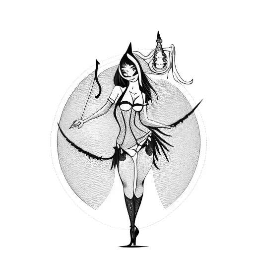 Sexy Witch In Lingerie Casting A Spell With A Cauldron